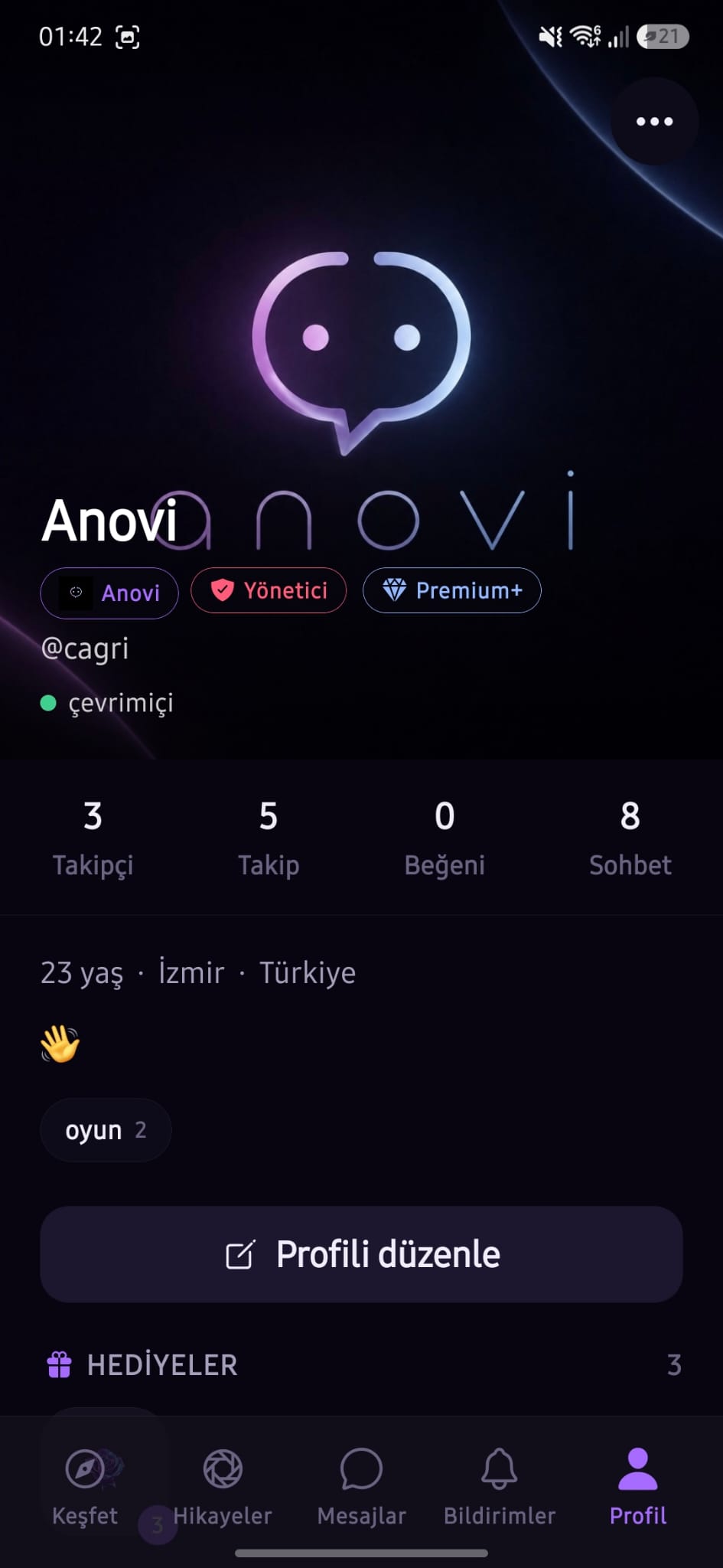 Anovi uygulama ekranı
